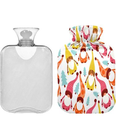 Colorful Christmas Gnome Hot Water Bottle - 2L Fleece Cover for Hot/Cold Compress - Buy Online on GoSupps.com