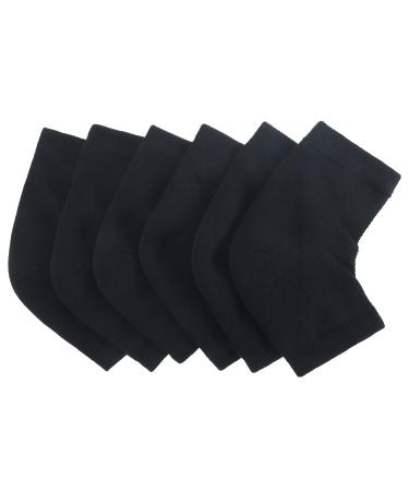 Soft Gel Heel Socks for Dry Hard Cracked Skin - Moisturizing Day/Night Care - 3 Pairs (Black) | Ventilated Open Toe Design - Buy Online on GoSupps.com