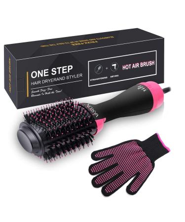 2023 New Updated VASLON One-Step Hair Dryer & Volumizer Hot Air Brush 4-in-1 Hair Dryer Brush Styler for Straightening Curling Salon Negative Ion Ceramic Lightweight Blow Dryers Straightener Curl Hair Brush Heat Resistant Gloves