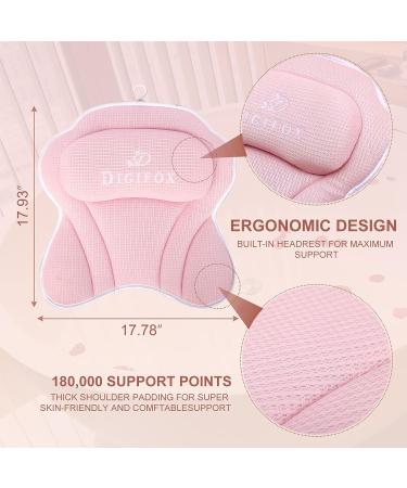DIGIFOX Pink Bath Pillow - Ergonomic Tencel Spa Cushion for Tub Relaxation - Luxury 4D Air Mesh Head and Neck Support - Breathable Bath Accessories - Buy Online on GoSupps.com