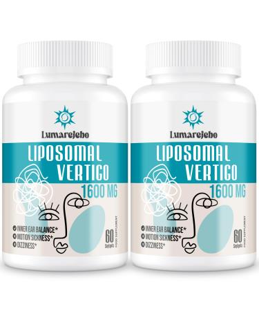 Lumarejebo Liposomal Vertigo Softgel 1600mg Inner Ear Balance Supplement with Ginger & Ginkgo Extract Relieve Motion Sickness & Dizziness 60 Softgels 60 count (Pack of 2)