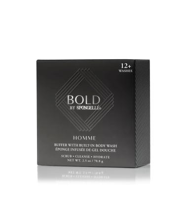 Spongelle Bold - Homme Buffer with Built-in Body Wash for Men 20+ Washes 3.5oz Cucumber 1 Count (Pack of 1)