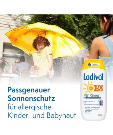 Ladival Children Sun Protection Gel LSF 30 - Perfume-Free Waterproof Allergy-Safe Sunscreen for Sensitive Skin - 200 ml - Buy Online on GoSupps.com