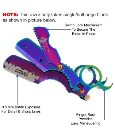 Professional Classic Straight Edge Barber Razor - Close Shaving Shavette with 10 Blades | Krisp Shave Multi-Color Titanium 4.8 Inch - Buy Online on GoSupps.com