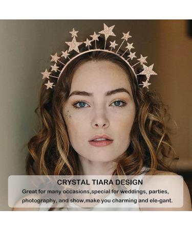 Rhinestone Star Headband Shiny Rose Gold Headpiece Elegant Star Crown & Halo Crown for Bridal & Party Hairdos Women & Girls Hair Accessories(Rose Gold). - Buy Online on GoSupps.com