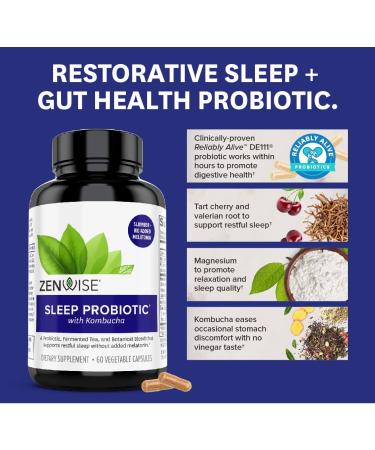 Zenwise Health Probiotic + Kombucha + Sleep - 60 Veg Capsules for Digestive & Sleep Support - Buy Online on GoSupps.com