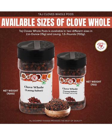 TAJ Cloves Whole Pods Laung 2.6oz (75g) - Premium Quality Spices for Cooking and Baking - Buy Online on GoSupps.com