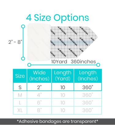 ViveCare Tattoo Aftercare Bandage Dressing 2 - Waterproof Transparent Wrap with Adherent Patches - 10 Yards Roll for Shower and Swim - Buy Online on GoSupps.com