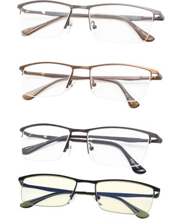 Eyekepper 4 Pack Half Rim Metal Reading Glasses for Men +2.50 | Spring Hinge & Computer Glasses - Stylish & Comfortable - Buy Online on GoSupps.com