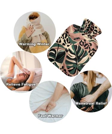 NAANLE Leopard Palm Leaves Hot Water Bottle 2L - Pain Relief & Heat Therapy for Menstrual Cramps - Buy Online on GoSupps.com