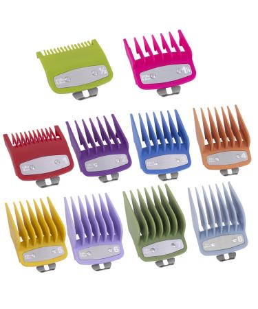 Clipper Guards Cutting Guides with Metal Clip Compatible with Wahl Clippers -Attachment #3171-500 1/8 to 1,Replacement Hair Guides Combs Set Fits for Most Full Size Hair Clippers/Trimmers (Colorful) multicolor