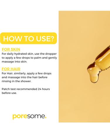 Poresome Golden Jojoba Oil for Hair & Skin - 100% Pure Cold Pressed Unrefined Hexane Free - Vegan Cruelty & Fragrance Free - UK Made - 50ml - Buy Online on GoSupps.com