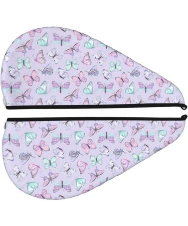 Hair Towel Wrap - Quick Drying Turban with Button | Purple Butterfly Hair Drying Towel - Buy Online on GoSupps.com