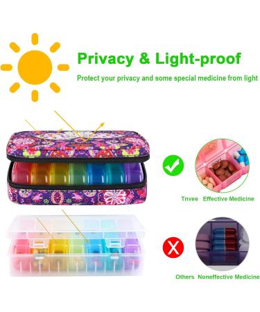 Shop Tnvee Weekly Pill Organizer - 3 Times a Day Travel Case for Vitamins & Supplements (Purple Perlis) - International Shipping Available - Buy Online on GoSupps.com