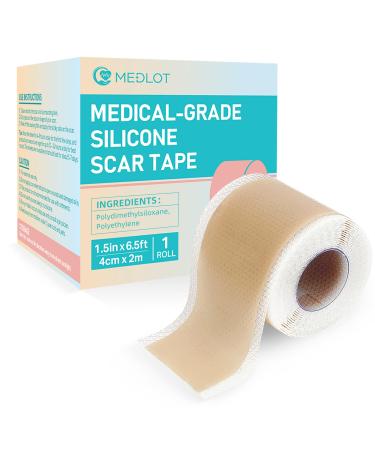 Silicone Scar Sheets 1.5 x 78 Roll Reusable Silicone Scar Tape Medical Scar Strips for C-Section Keloid Bump Stretch Marks Burn Acne Tummy Tuck Surgical Scar Removal 1.5 x78 Roll