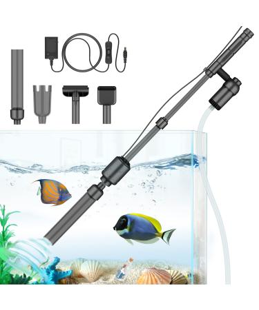 bedee Electric Aquarium Gravel Cleaner, Fish Tank Cleaner, 6 in 1 Automatic Aquarium Cleaner Vacuum Kit for Water Changing & Wash Sand with Adjustable Water Flow, DC 12V/ Black