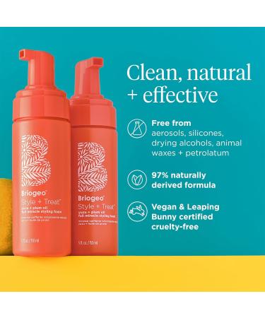 Briogeo Style + Treat Yuzu + Plum Oil Full Miracle Styling Foam Control Frizz Heat Protection Enhance Wavy Hair Volumized Hair Blowout Add Texture to All Hair Types Vegan Cruelty-Free 5 fl oz - Buy Online on GoSupps.com