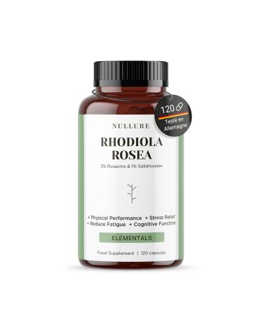 Nullure Rhodiola Rosea | 3% Rosavine and 1% Salidroside 200mg | Stress Mood Energy Fatigue | Vegan + No Additives | Rhodiola | 120 Capsules (4 Months)