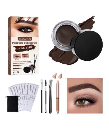 Jaysuing Brow Pomade Dark Brown Eyebrow Pomade with Eyebrow Brush Long Lasting Waterproof Non-Off Color Brow Pomade