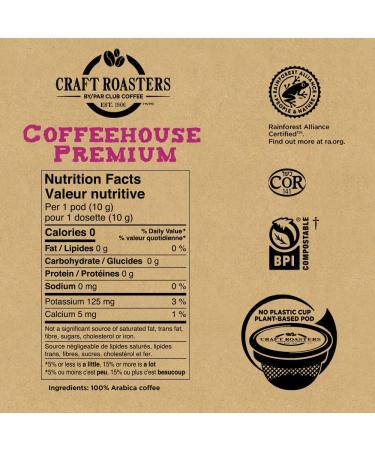 Club Coffee Craft Roasters Coffeehouse Premium - Medium Roast Single Serve Coffee K-Cup Pods Compostable Coffee Pods Keurig Brewer Compatible Rainforest Alliance Certified 72 Count Coffeehouse Premium - Medium Roast 72 count (Pack of 1) - Buy Online on GoSupps.com