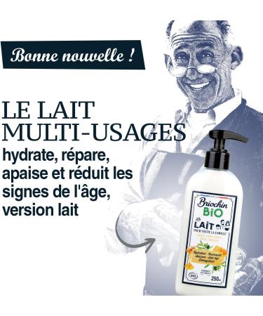 Briochin since 1919 - Organic Natural Milk 250ml - Face Body Hands Hair - Moisturizing Anti-aging Repairing Soothing - Certified Organic - Made in France - Buy Online on GoSupps.com