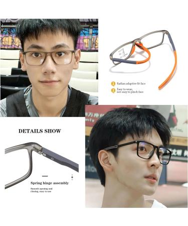 Men's Ultra-Light Anti-Blue Light Reading Glasses - 2.0x Progressive Dual Focus Eyewear Unisex Fashion Square Glasses Portable Design - Ideal for Presbyopia - International Shipping Available - Buy Online on GoSupps.com