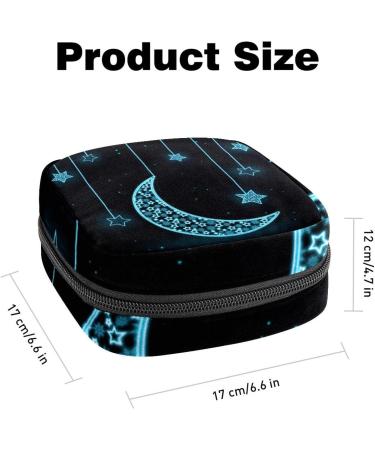 Night Blue Moon Star Women's Napkin & Menstrual Cup Storage Bag - Portable & Stylish First Period Solutions - Buy Online on GoSupps.com