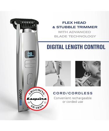 ConairMAN Beard Trimmer for Men - Cord/Cordless, Digital Length Control, Flex Head, Premium Etched Blades - Buy Online on GoSupps.com