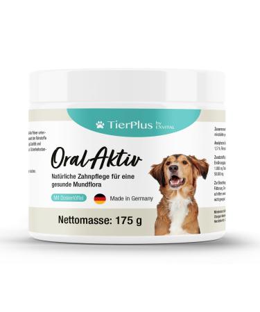 Exvital TierPlus dental care powder for dogs 175g can for tartar yellow teeth bad breath & plaque - natural tooth cleaning & oral care for the dog