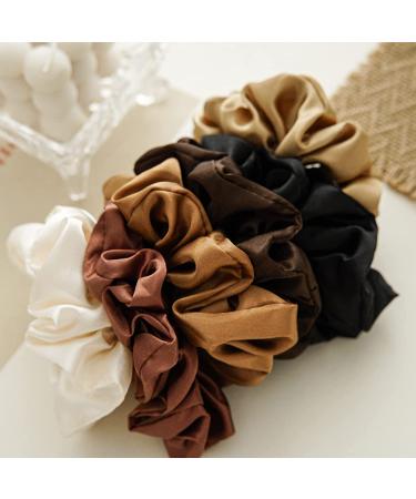 6-Pack Satin Hair Scrunchies Set - Elegant Elastic Ponytail Holders for Women & Girls - Buy Online on GoSupps.com