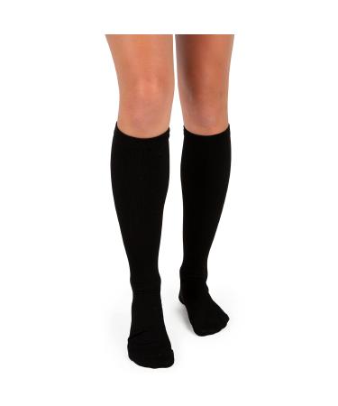 Knee HI 15-20 mmHg L/XL Black Compression Socks for Women & Men Soft Compression Stockings with Non Slip Cuffs & Advance Pressure Valve - Great for Circulation Travel Nursing Sports