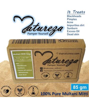 Natureza Organic Multani Mitti soap Bentonite Clay soap Fuller's Earth Soap for Blackheads Oily Skin 90g - Buy Online on GoSupps.com
