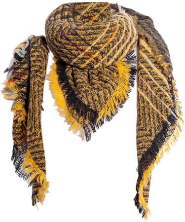 Hanxiulin Women's Cotton Triangle Scarf - Winter Neckerchief for All Seasons - Stylish Printed Yellow Scarf - Buy Online on GoSupps.com