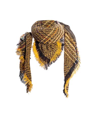 Hanxiulin ladies cotton scarf winter cotton triangle scarf Print neckerchief scarf scars for every season triangular cloth triangle triangle unit size yellow