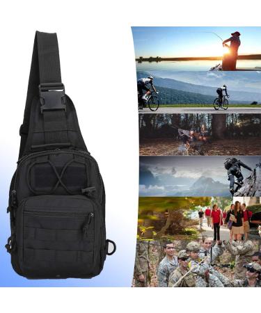 Denlix EDC Shoulder Bag Chest Pack - Military Sport Backpack for Hiking - Black - Buy Online on GoSupps.com