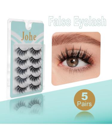 Buy 5 Pairs of 14mm Faux 3D Mink False Eyelashes - Natural Look Fluffy Cat Eye Wispy Lashes | Eagsonway | Contact Lens Friendly & Easy to Apply - Buy Online on GoSupps.com