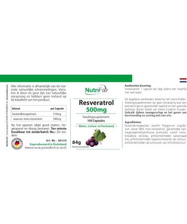 Resveratrol 500mg - with 510mg Knotweed Extract Including 500mg Trans-Resveratrol - 100 Capsules - High Dosed - 100% Vegan - - Buy Online on GoSupps.com