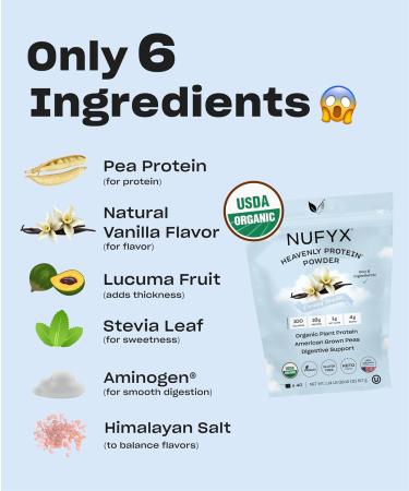 NUFYX Heavenly Protein Powder World s Finest 100% Organic American Grown Peas Vegan Gluten Free Low Carb (Creamy Vanilla 40 Scoops) Creamy Vanilla 18.08 Ounce (40 Scoops) - Buy Online on GoSupps.com