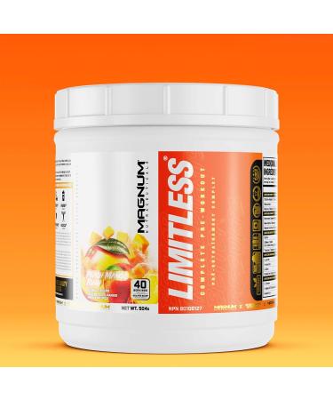 LIMITLESS Magnum 504g - Muscle Workout Powder Sport Pre Workout for Men and Women May Assist & Support Increase Energy Focus and Endurance - Peach Mango Rush - Buy Online on GoSupps.com