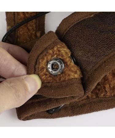 Itoda Dog Trapper Hat - Adjustable Winter Pet Cap with Ear Holes | Warm PU Leather Dog Hat for Outdoor Protection | Brown Fur Cat & Dog Hat - Buy Online on GoSupps.com