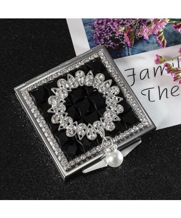 Lurrose 1pc Folding Vanity Mirror Travel Purse Mirror Vintage Mirror Tote Purse Metal Wallet Pocket Wallet Womens Purse Double Hand Held Mirror Miss Pearl Glass Lens Makeup Mirror Black - Buy Online on GoSupps.com