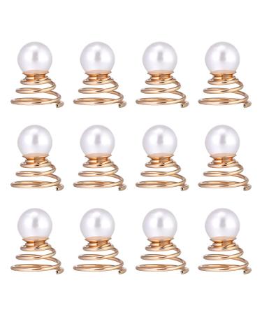 Luxshiny Pearls for Hair 12pcs Pearl Spiral Hair Pins  Gold Twists Hair Coils Pearls Hair Clip Pearl Hair Accessories for Wedding Party Prom