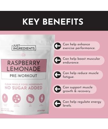 Pre-Workout Raspberry Lemonade | 30 Servings | 150 mg Caffeine Per Serving | Made with Real Food Ingredients | Gluten-Free | No Artificial Sweeteners | Supports Energy and Muscle Recovery Raspberry Lemonade (Caffeine) - Buy Online on GoSupps.com