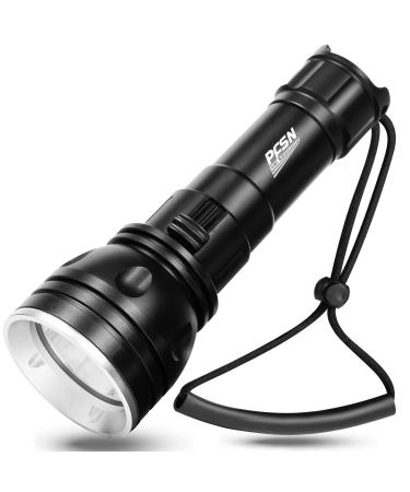 Scuba Diving Lights, PFSN DF-3000 Professional Underwater Flashlight 150m Waterproof Dive Torch with Long Lasting Rechargeable Battery, Super Bright Light Great for Night Caving Explore Fishing 10.0 Watts