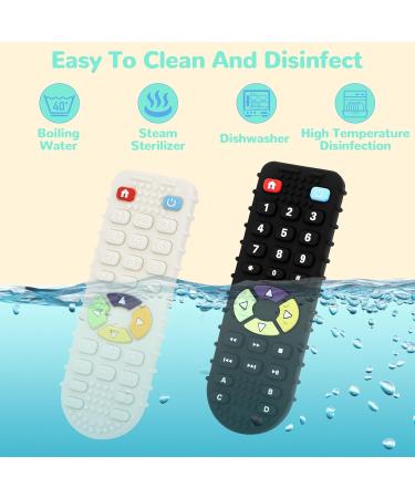 Baby Biting Toys - BPA-Free Silicone Dental Aid | 2 Bathing Toys & Remote Control Bite Ring for 3-12 Months - Black & White - Buy Online on GoSupps.com