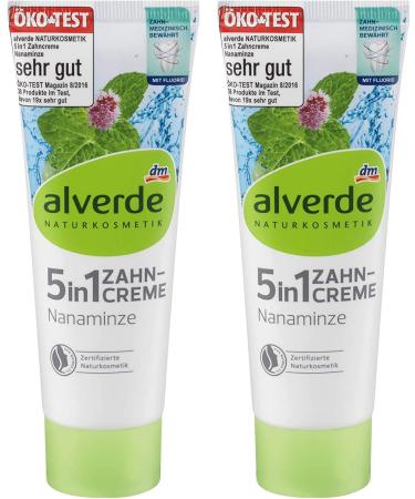 2 x alverde NATURKOSMETIK toothpaste 5in1 nanaminze 75 ml