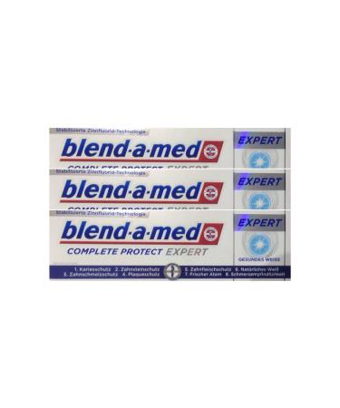 3x Blend a med Complete Protect EXPERT Healthy White 75ml Tin Fluoride Technology