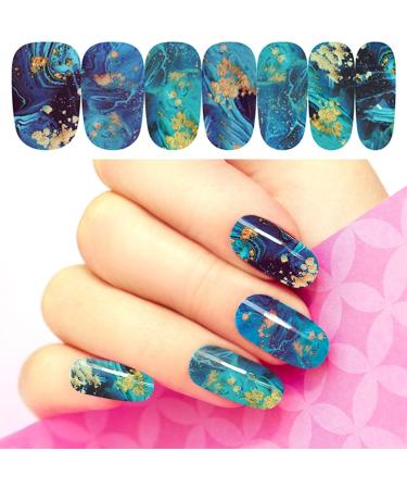 PULABO16 Sheets Marble Full Cover Nail Wraps Strips 224 Pieces Marble Printed Nail Art Polish Stickers Self-Adhesive Nail Manicure Decal With 4 Pieces Nail Files For Women Girls Nail Art Diy Attractive and Fashion - Buy Online on GoSupps.com