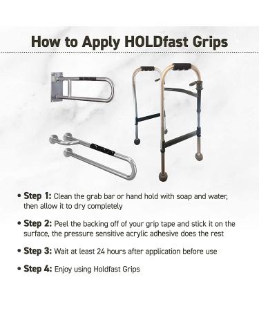 HOLDFast Grips 8x2 Black Grip Tape 2 Pack - Non-Slip Safety Strips for Grab Rails in Showers/Bath Tubs - Buy Online on GoSupps.com