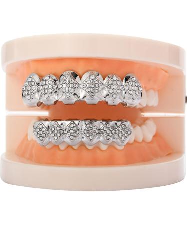 18K Gold-Plated Diamond-Shaped six-Tooth Braces with Silver Upper Teeth - Buy Online on GoSupps.com